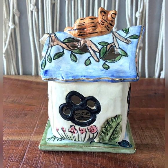 Blue Sky 2000 Kitty’s Treehouse Heather Goldminc Tealight w/plate Last Chance - Picture 3 of 6